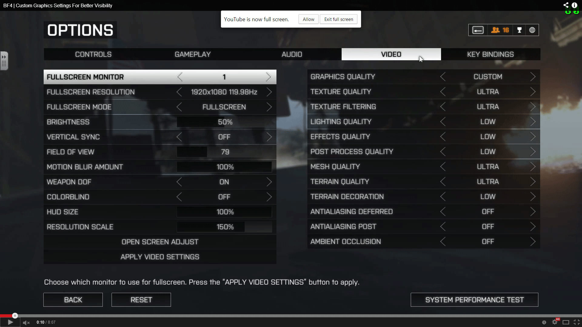 BF4 Custom Graphics Settings For Better Visibility Weary Warriors